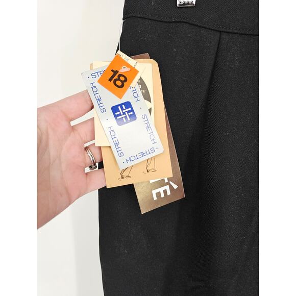 Laurente Paris Womens Sz 18 Straight Leg Dress Pants Solid Black Wool NEW - Picture 4 of 5